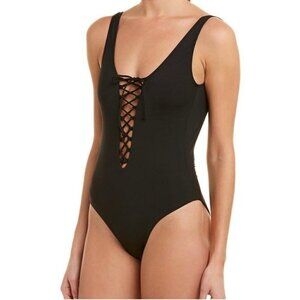 Onia Women's Black Bridget Front Lace One Piece - Large
